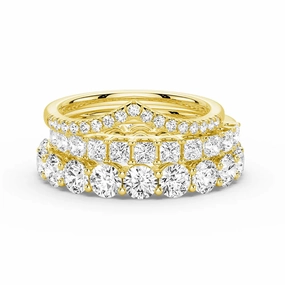 Round And Princess Moissanite Eternity Bands with Curved V Wedding Stacking Rings Glam Choice