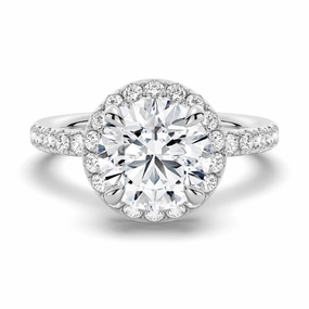 Round Brilliant Micropav?? Halo Moissanite Engagement Ring Casual Look Elegant Highlight