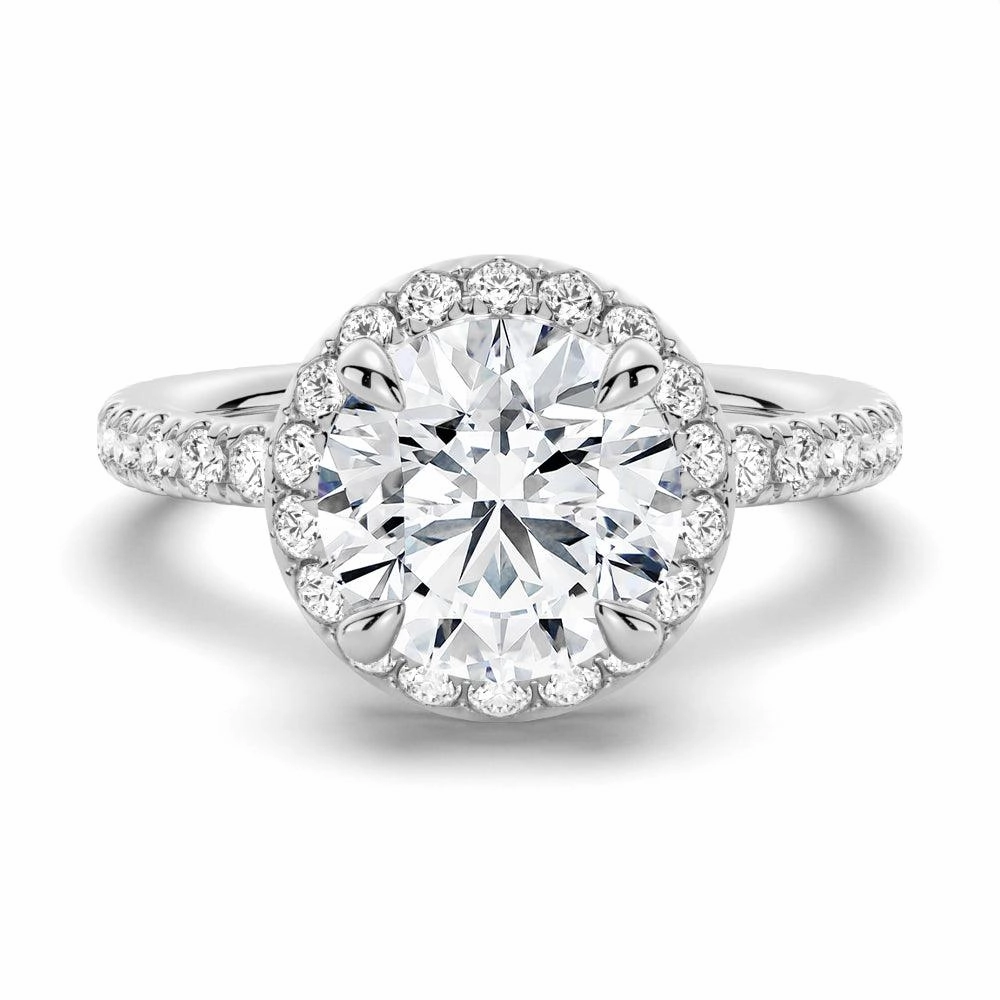 Round Brilliant Micropav?? Halo Moissanite Engagement Ring Radiant Piece Brunch Look