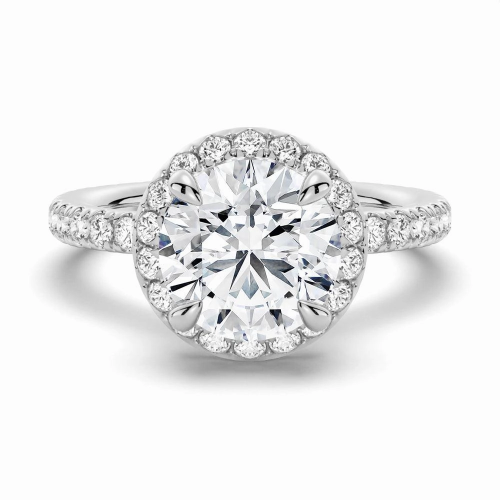 Round Brilliant Micropav?? Halo Moissanite Engagement Ring daily pick Starry Night
