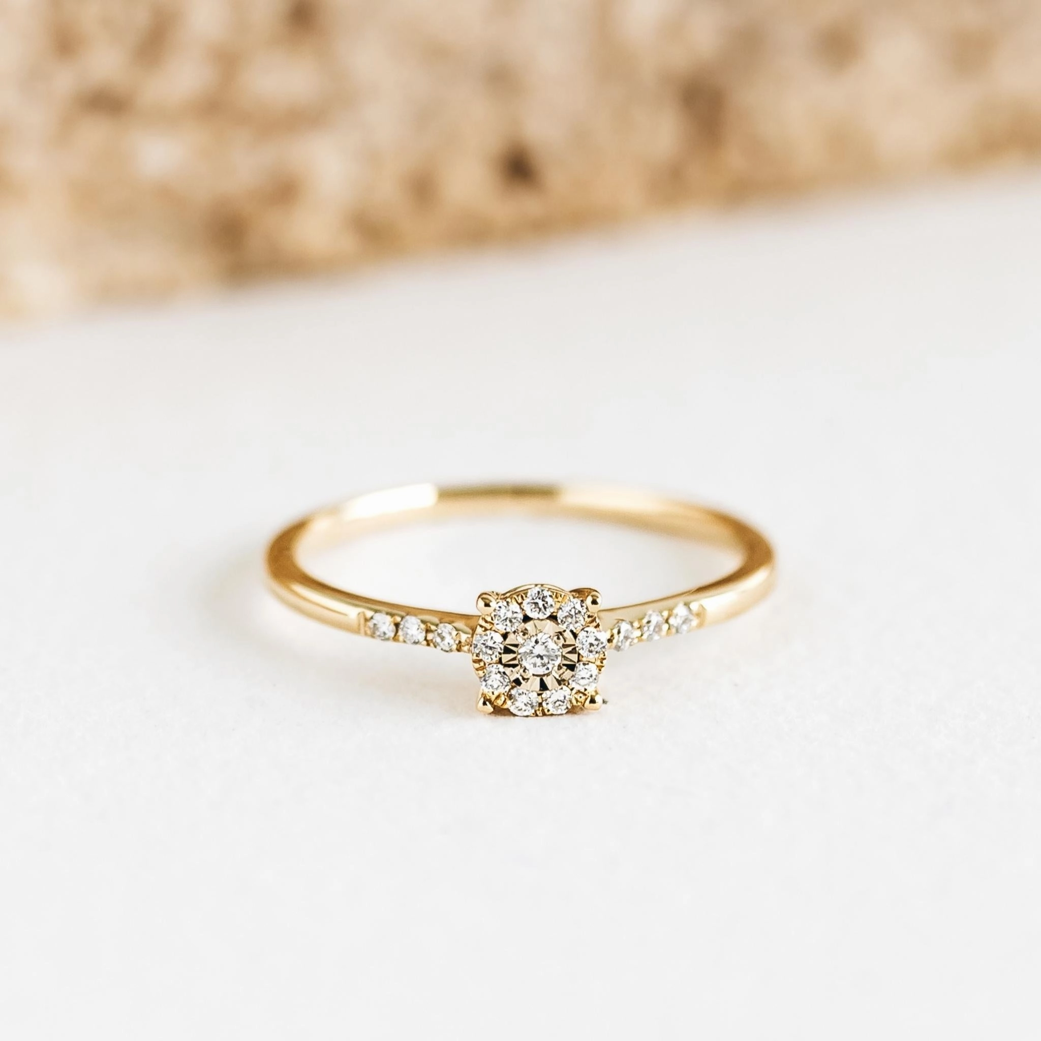 Round Cluster Diamond Ring 14k Gold - Zaira Radiant Craft
