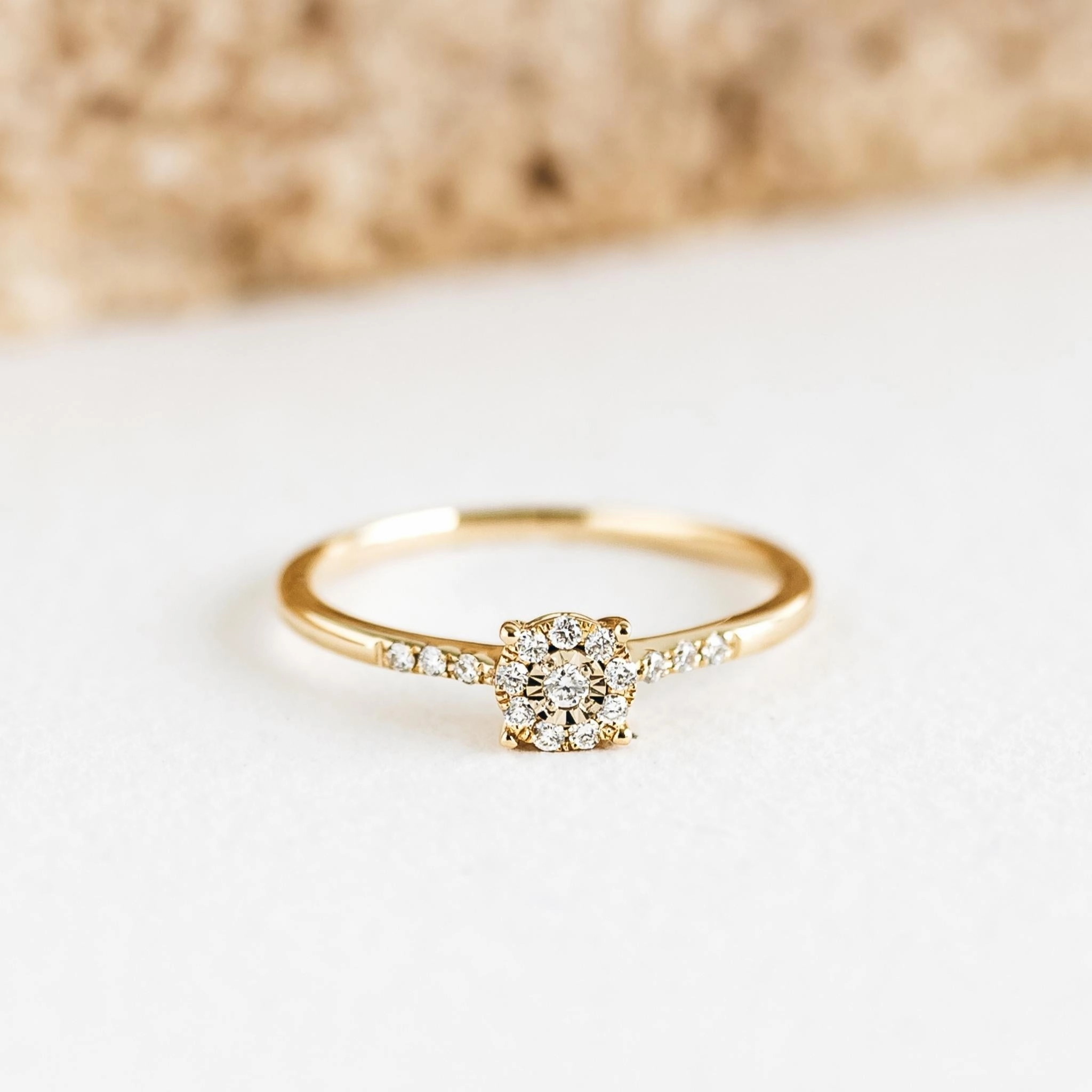 Artisan Made Occasion Accent Round Cluster Diamond Ring 14k Gold - Zaira