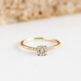 Expressive Highlight Round Cluster Diamond Ring 14k Gold - Zaira