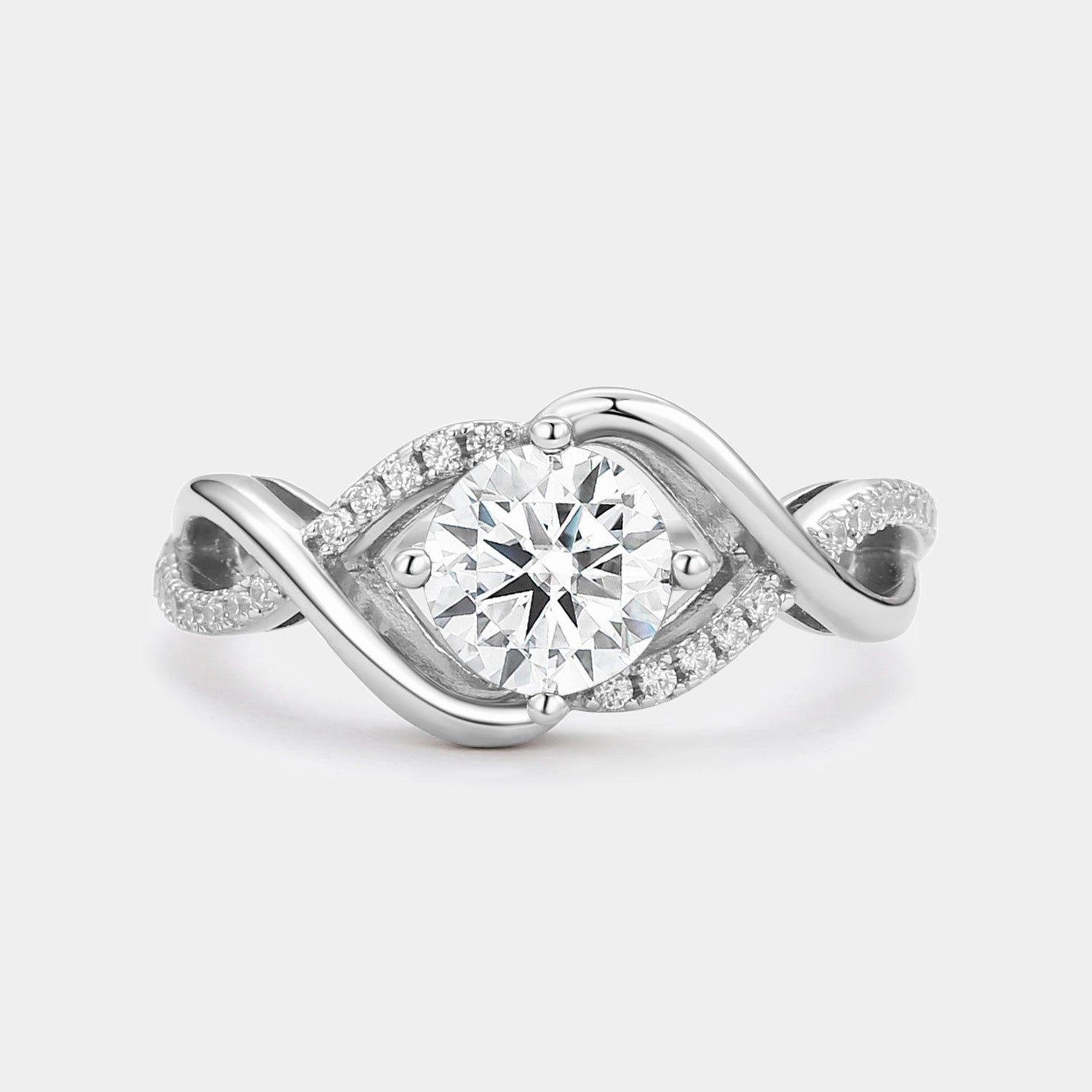 Chic Shine Captivating Form Round Cut Moissanite Classic Infinity Engagement Ring