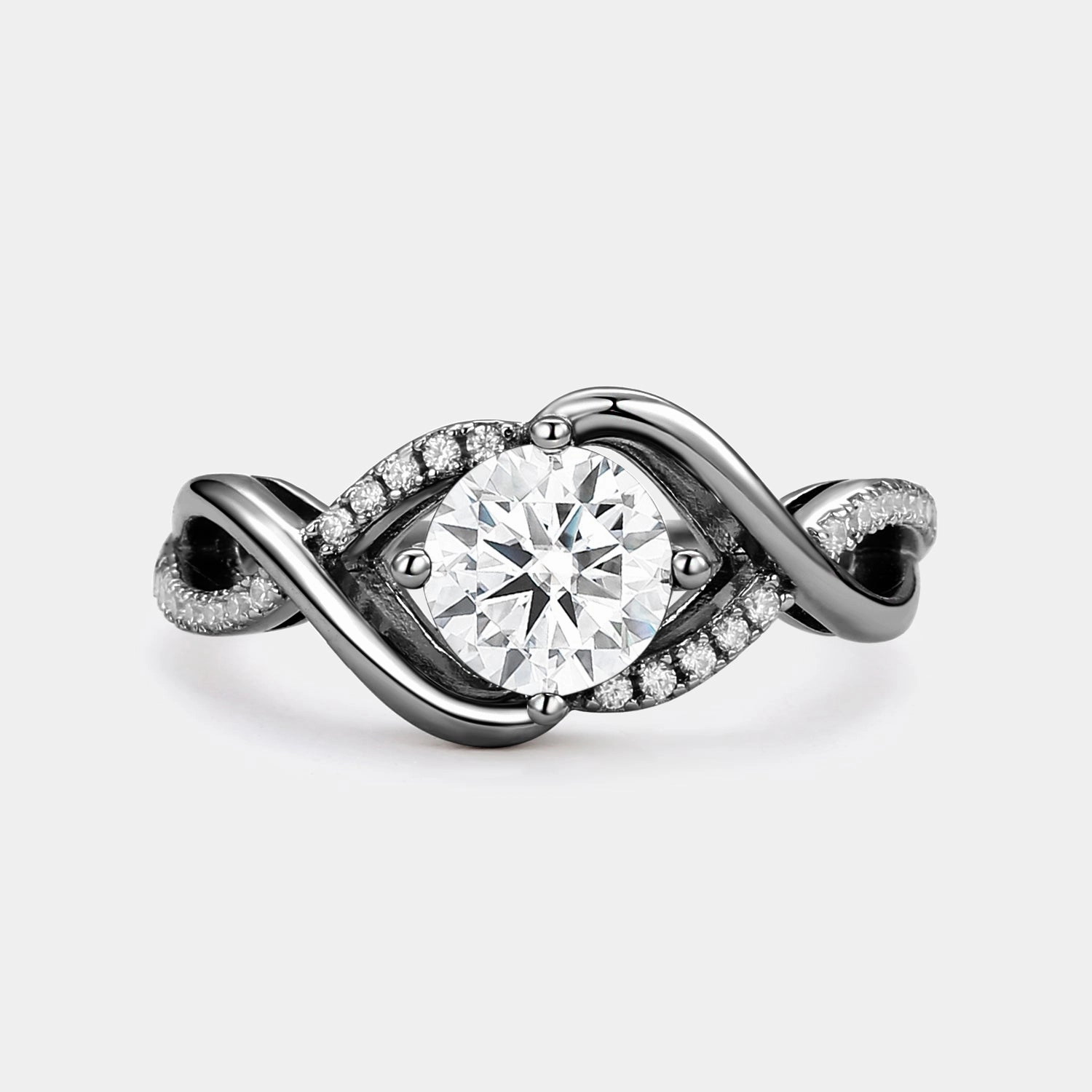 Round Cut Moissanite Classic Infinity Engagement Ring Gala Look Dazzling Style