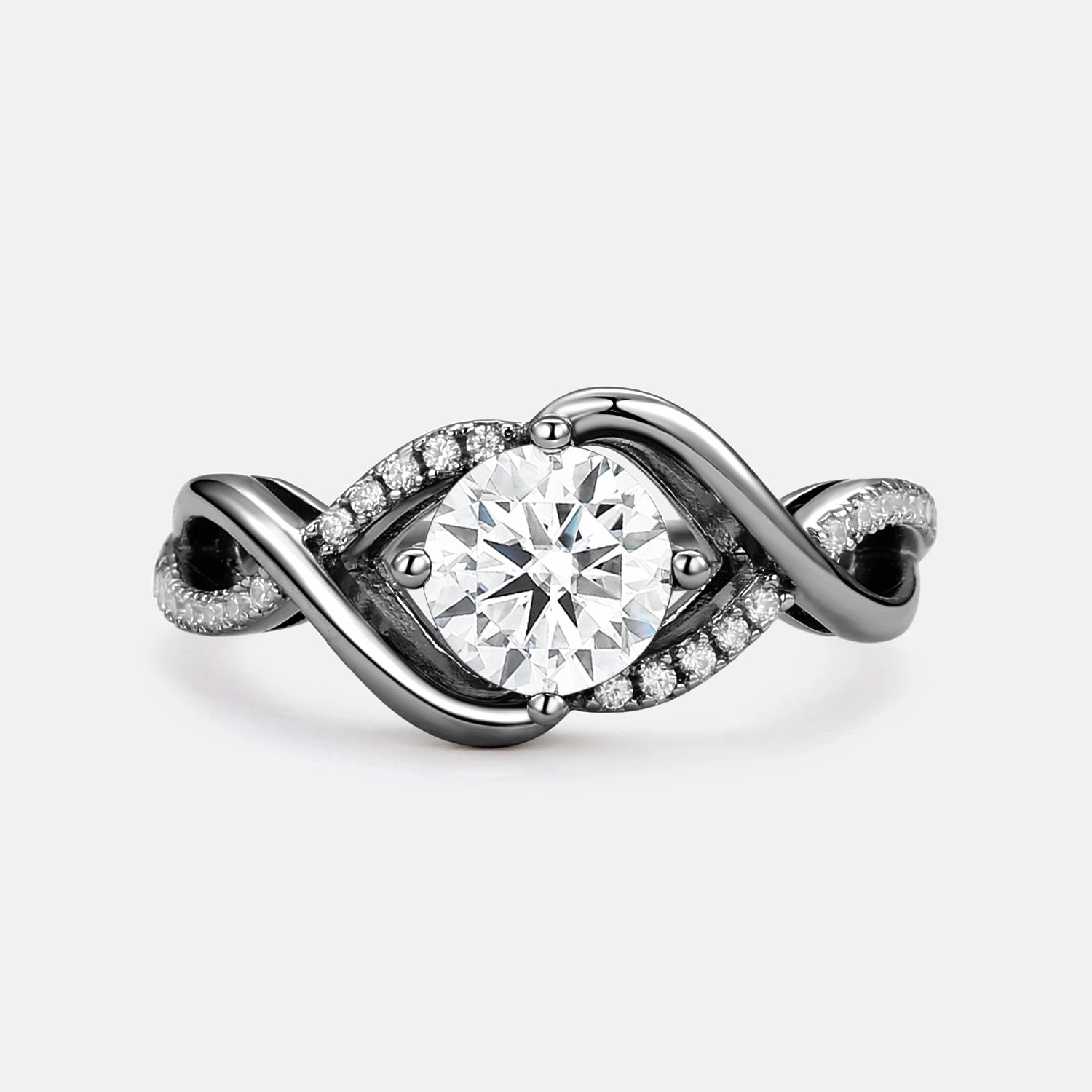 Dainty Finish Photo Look Round Cut Moissanite Classic Infinity Engagement Ring