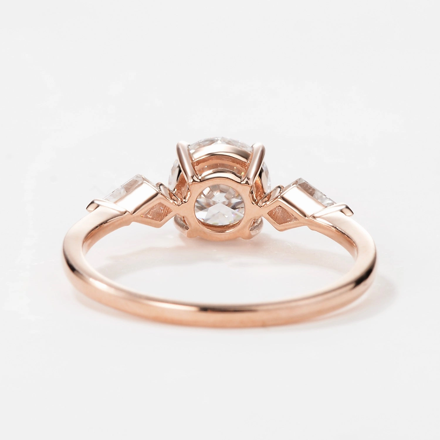 Refined Finish Round Cut Moissanite Rose Gold Engagement Ring