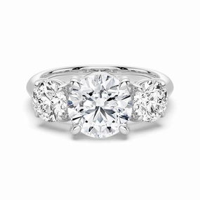 Daring Look Round Cut Three Stone Moissanite Engagement Ring