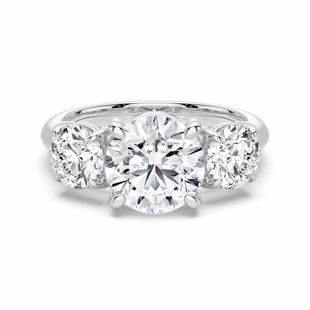Round Cut Three Stone Moissanite Engagement Ring Shimmering Touch Casual Wear
