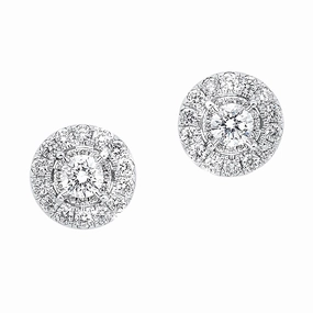 Urban Look Round Diamond Cluster Stud Earrings 1/2 Cttw 14K White Gold