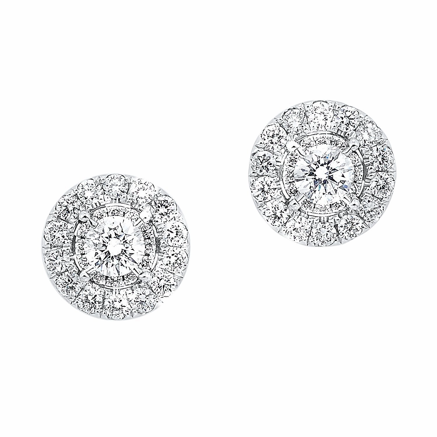 Urban Look Round Diamond Cluster Stud Earrings 1/2 Cttw 14K White Gold