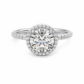Polished Accessory Round Halo Moissanite Engagement Ring with Hidden Anniversary Stone Accent