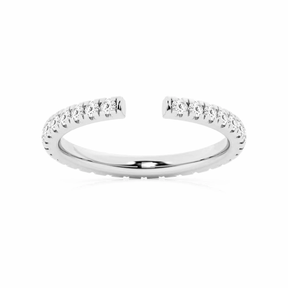 Graceful Appeal Delicate Spark Round Lab Grown Diamond French Pav?? Open Wedding Ring