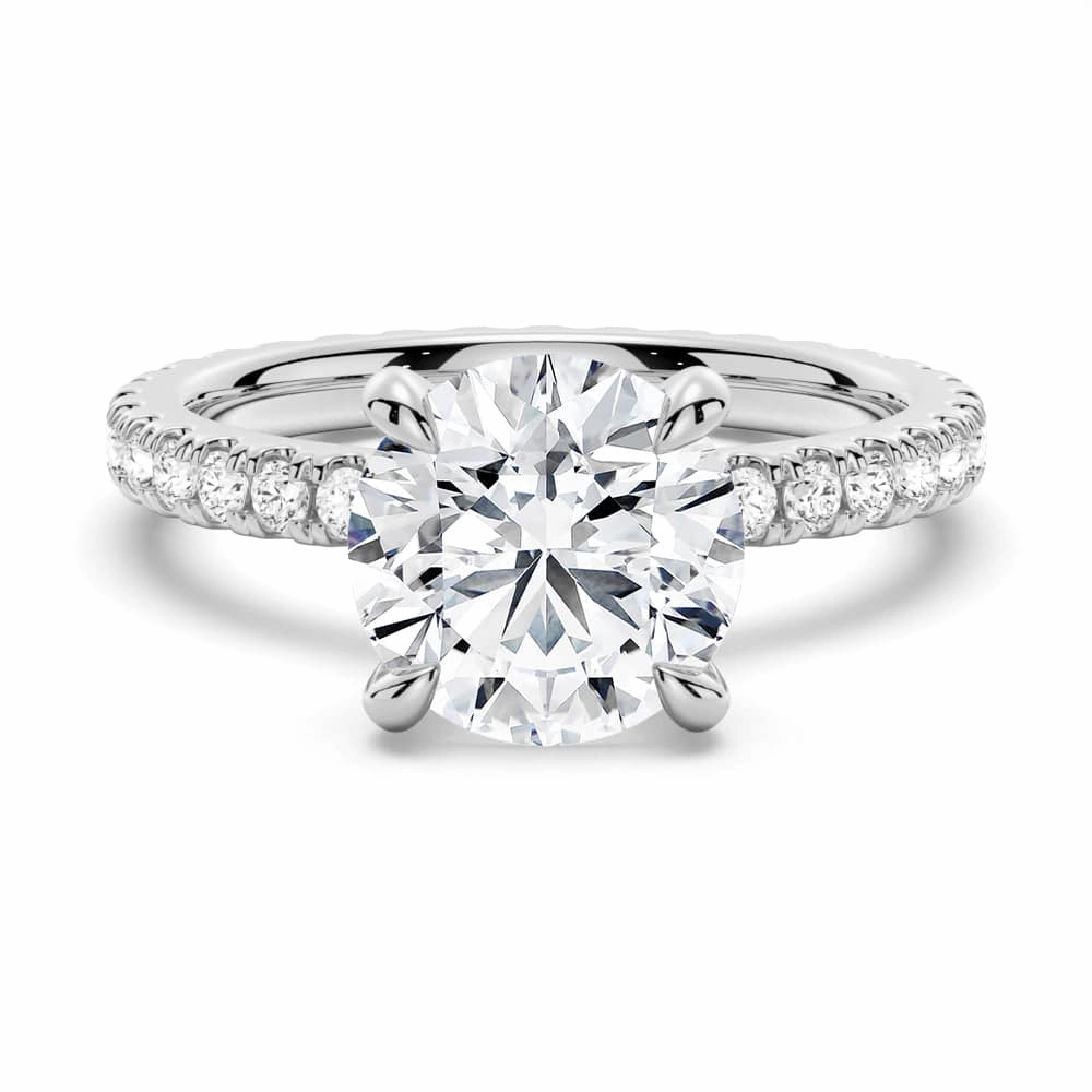 Round Moissanite Engagement Ring With Eternity Pave Band Event Ready Style Match