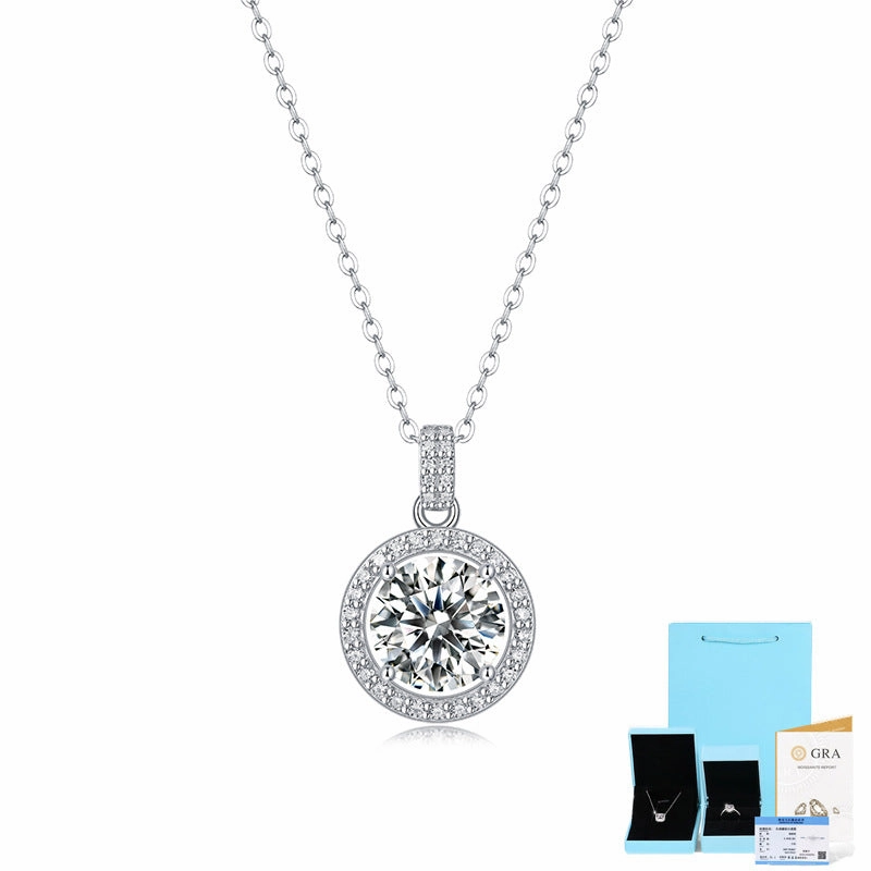 Round Pendant Necklace | S925 | Moissanite Sparkling Piece Cool Touch