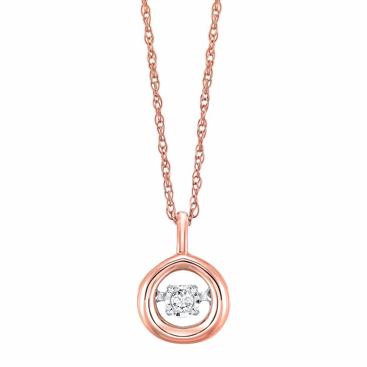 Round Rhythm Of Love Diamond Necklace 10K Rose Gold Radiant Jewelry Shine