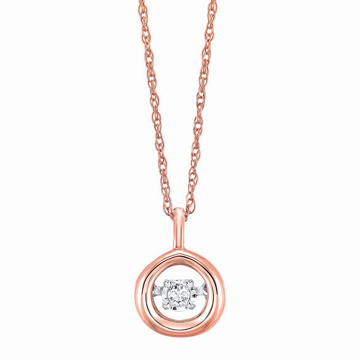 Graceful Touch Round Rhythm Of Love Diamond Necklace 10K Rose Gold