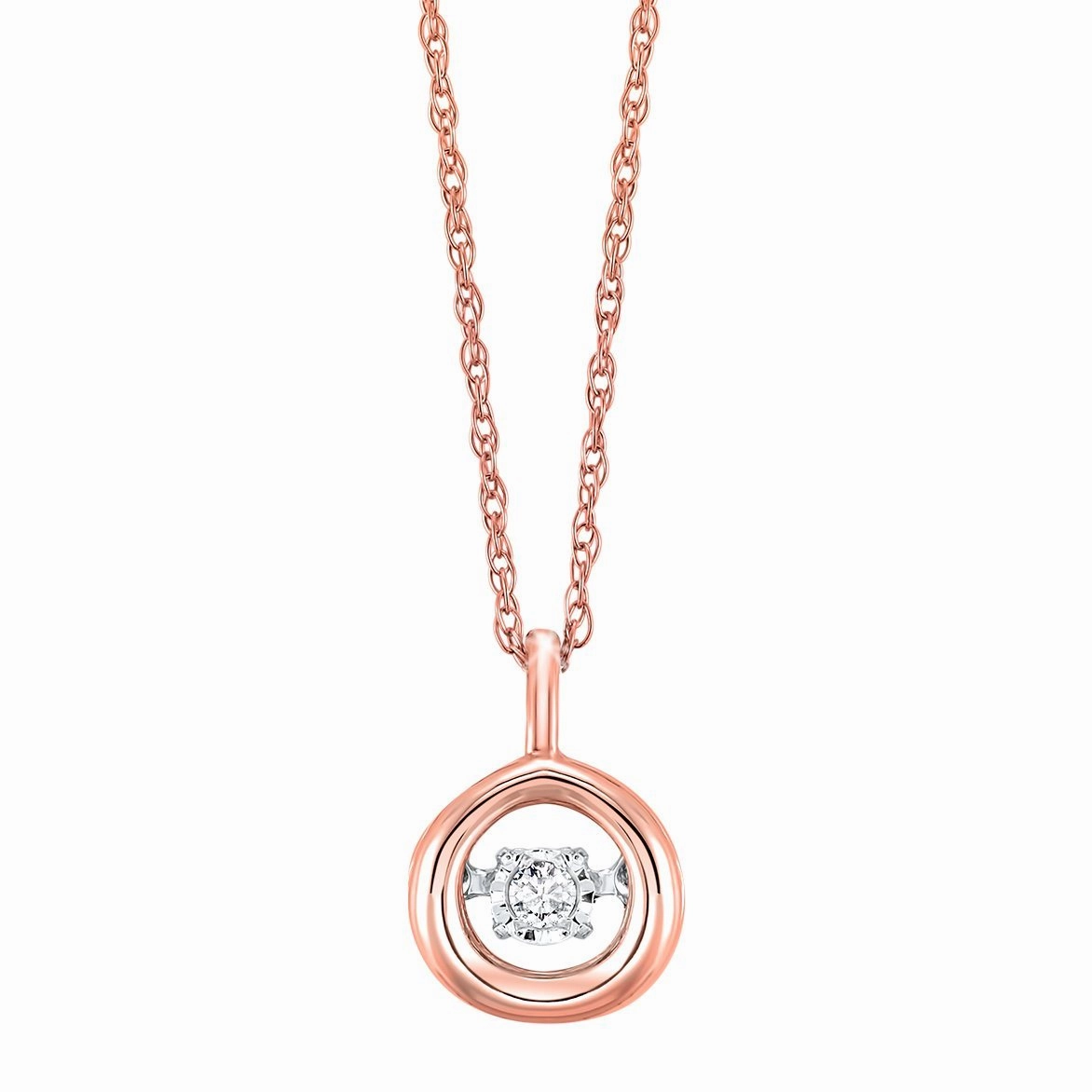 Vogue Accent Round Rhythm Of Love Diamond Necklace 10K Rose Gold