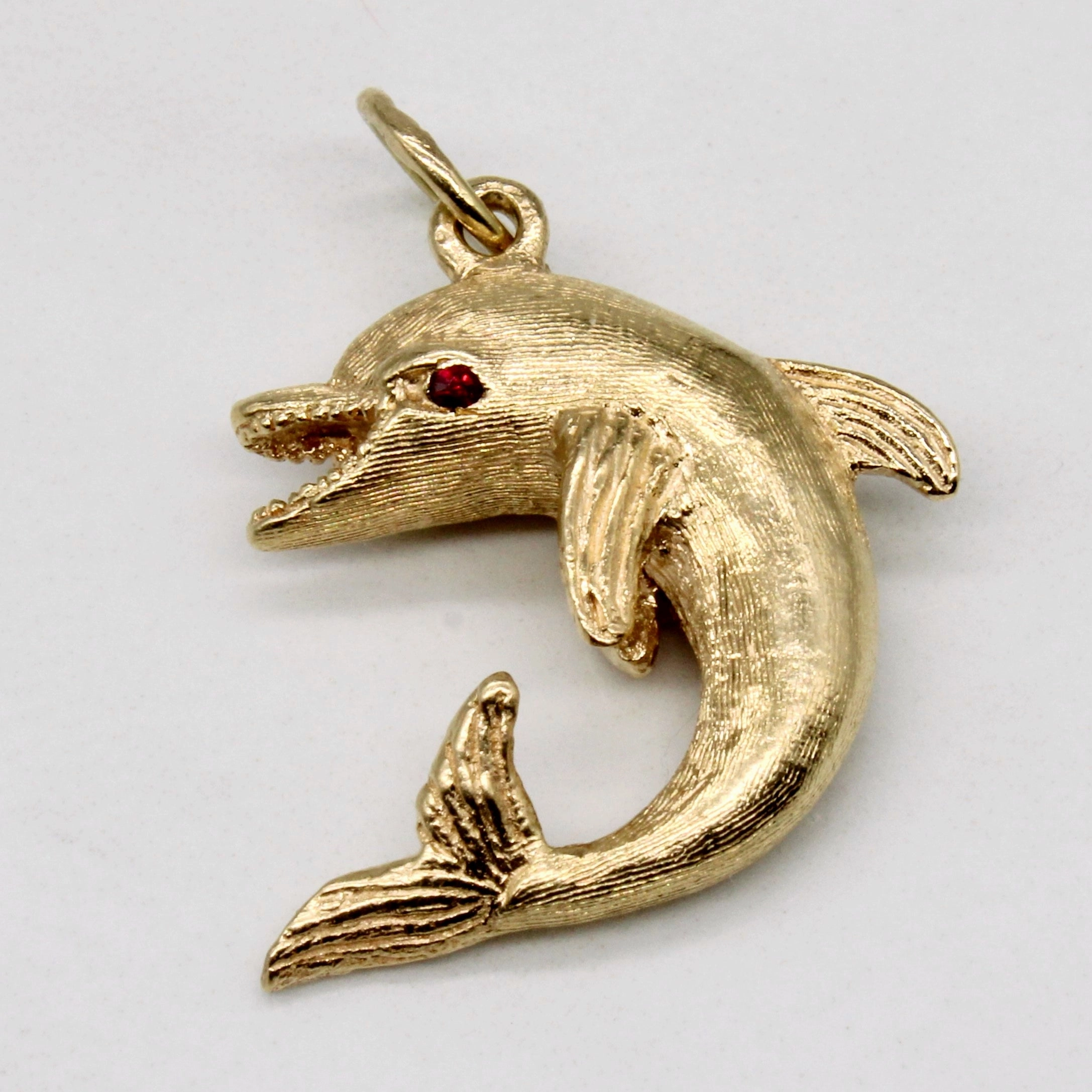 Artistic Highlight Balanced Detail Ruby Dolphin Pendant | 0.02ctw |
