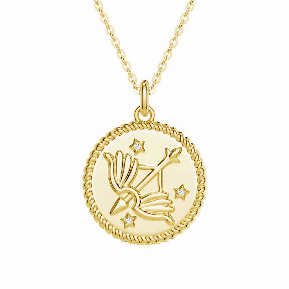 Sagittarius Constellation Lab Grown Diamond Birthstone Pendant Necklace Cool Accent High Polish