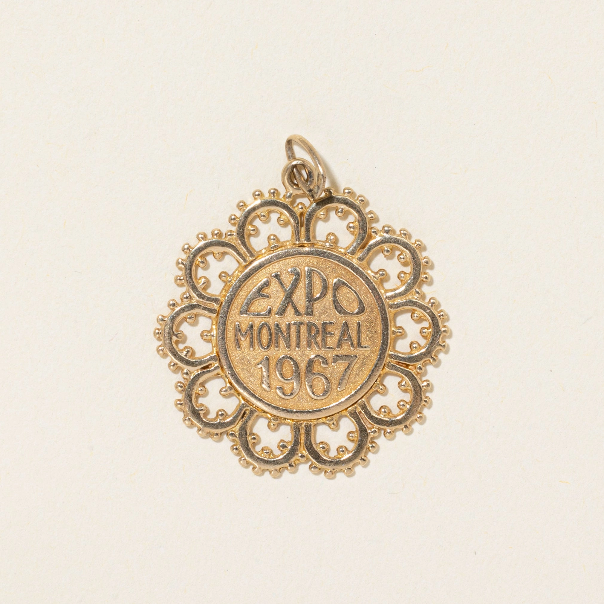 Romantic Style 14k Yellow Gold "Expo Montreal 1967" Pendant