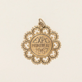Romantic Style 14k Yellow Gold "Expo Montreal 1967" Pendant