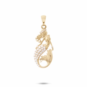 Sealife Mermaid Pendant in Gold with Diamonds - 24mm Luxury Gifts Distinct Look