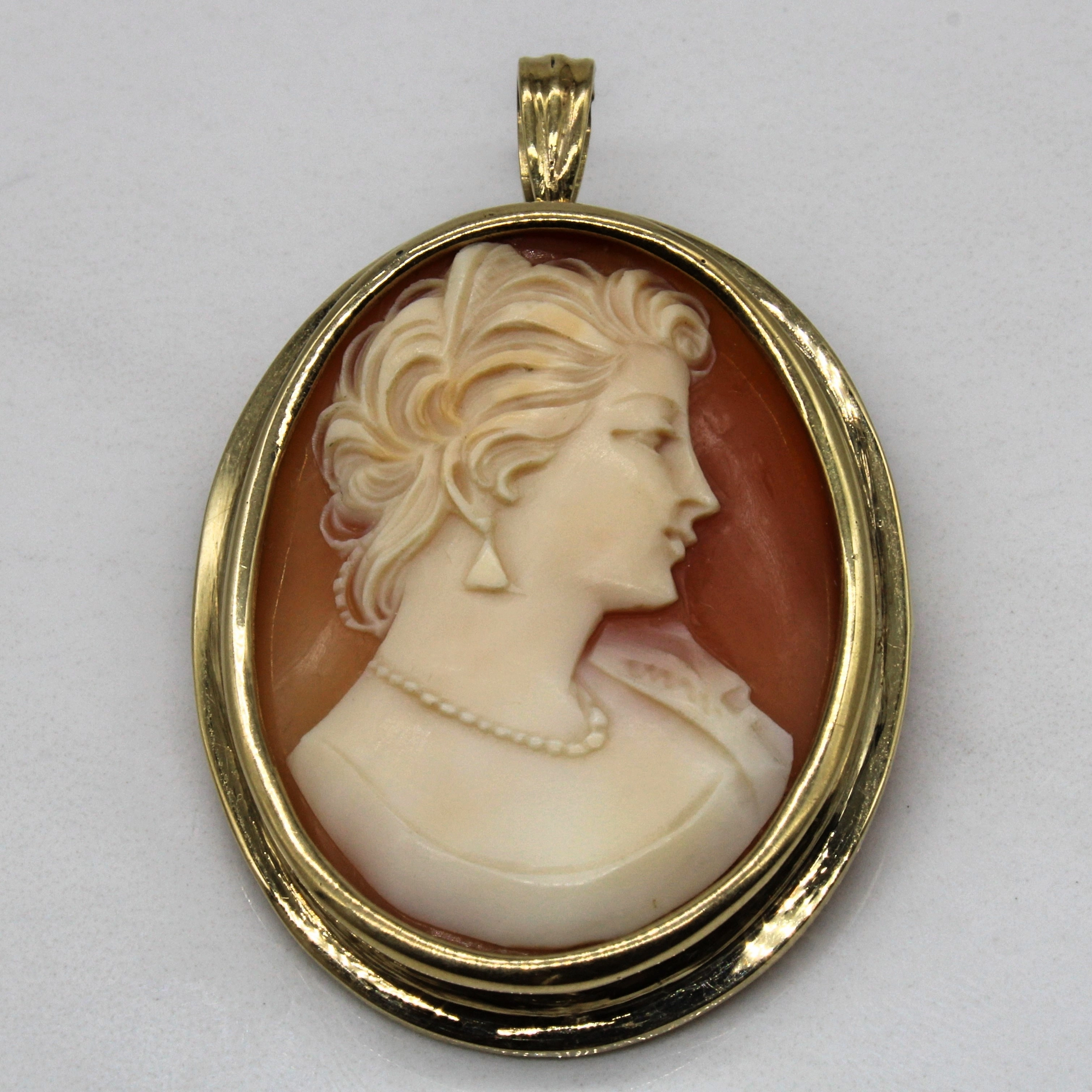 Custom Craftwork Graceful Line Seashell Cameo Convertible Pendant/Brooch | 16.20ct |