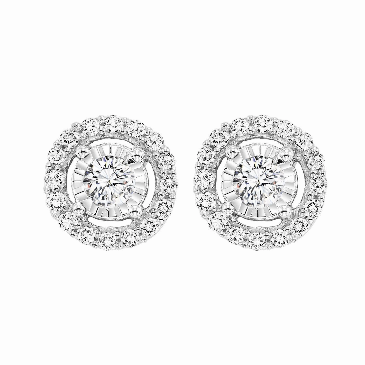 Soft Highlight True Reflections Halo Diamond Stud Earrings 1/2 Cttw