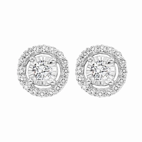 Comfortable Vibe True Reflections Halo Diamond Stud Earrings 1/2 Cttw