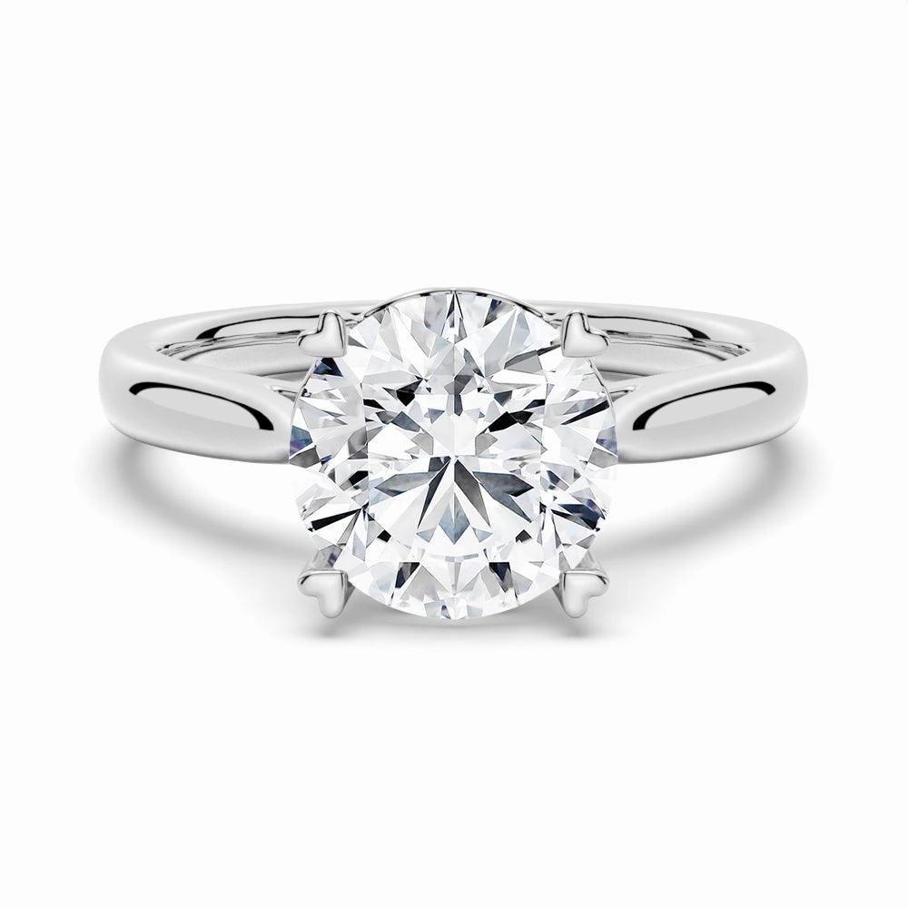 Secret Solitaire Round Moissanite Engagement Ring Mature Style