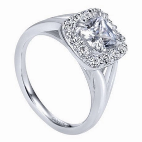 Cushion Cut Halo Diamond Ring 14K White Gold .47Cttw 143A Economical Gift Glamorous Expression