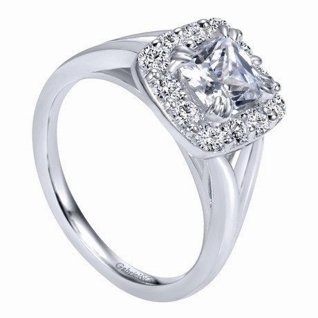 All Occasion Graceful Balance Cushion Cut Halo Diamond Ring 14K White Gold .47Cttw 143A