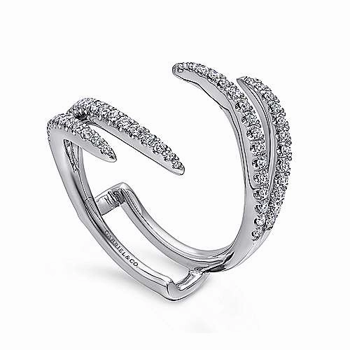 Ceremonial Purpose Pave Set Double Flared Diamond Wedding Band  14K White Gold