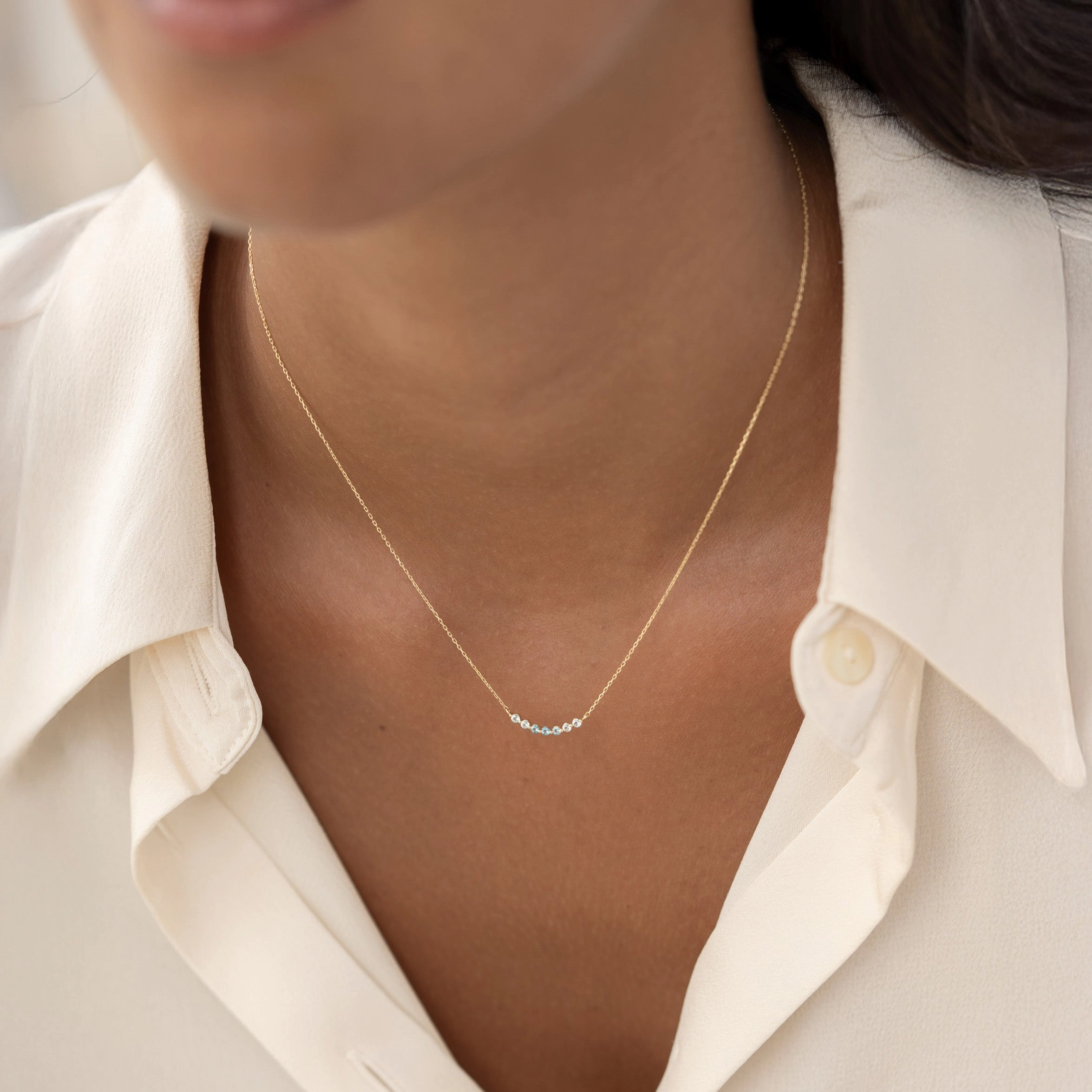 Dusk Style September Birthstone Necklace 14k Gold - Ombre London Blue Topaz