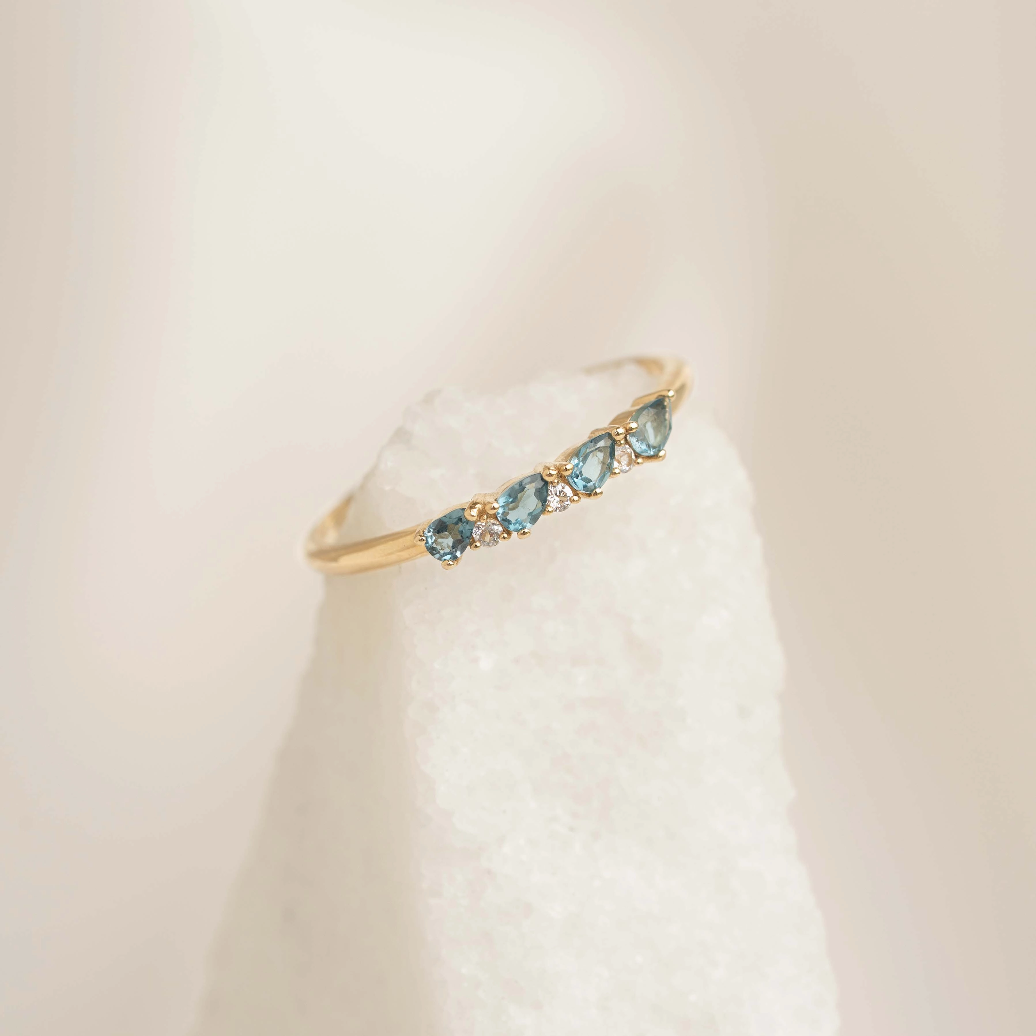 Charming Pieces Design Daily Detail September Birthstone Pear Ring 14k Gold - London Blue Topaz and Diamond