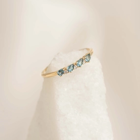 Delicate Feature September Birthstone Pear Ring 14k Gold - London Blue Topaz and Diamond
