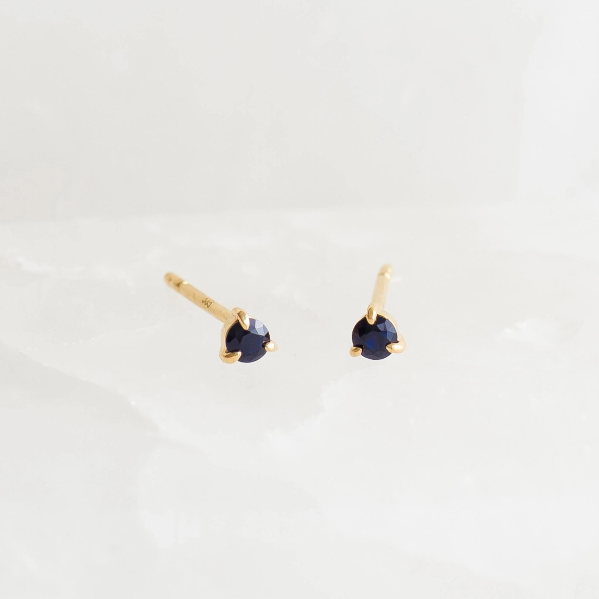 Vibrant Jewelry Shine Finish Timeless Wardrobe September Birthstone Stud Earrings 14k Gold - Blue Sapphire