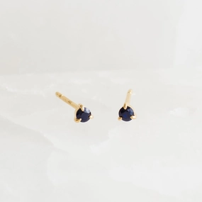 Vibrant Jewelry Shine Finish Timeless Wardrobe September Birthstone Stud Earrings 14k Gold - Blue Sapphire
