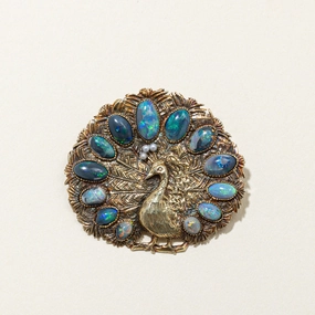 Airy Light Delicate Details Vintage Peacock Opal & Pearl Brooch | 5.50ctw