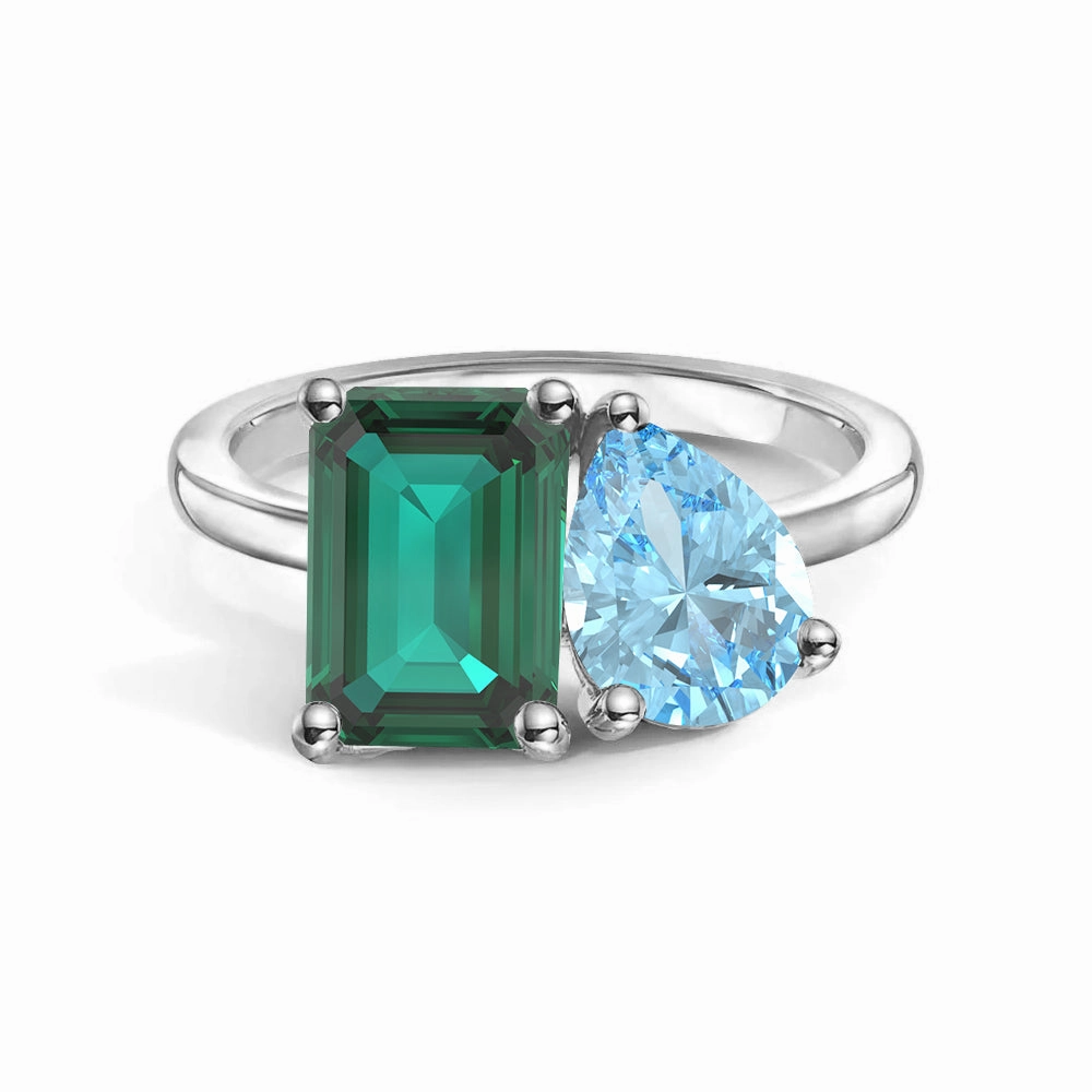 Toi et Moi Personalized Emerald Birthstone Anniversary Ring Luxury Accessories