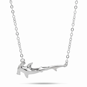 Opulent Craft 16-18" Adjustable Hammerhead Shark Necklace in Sterling Silver
