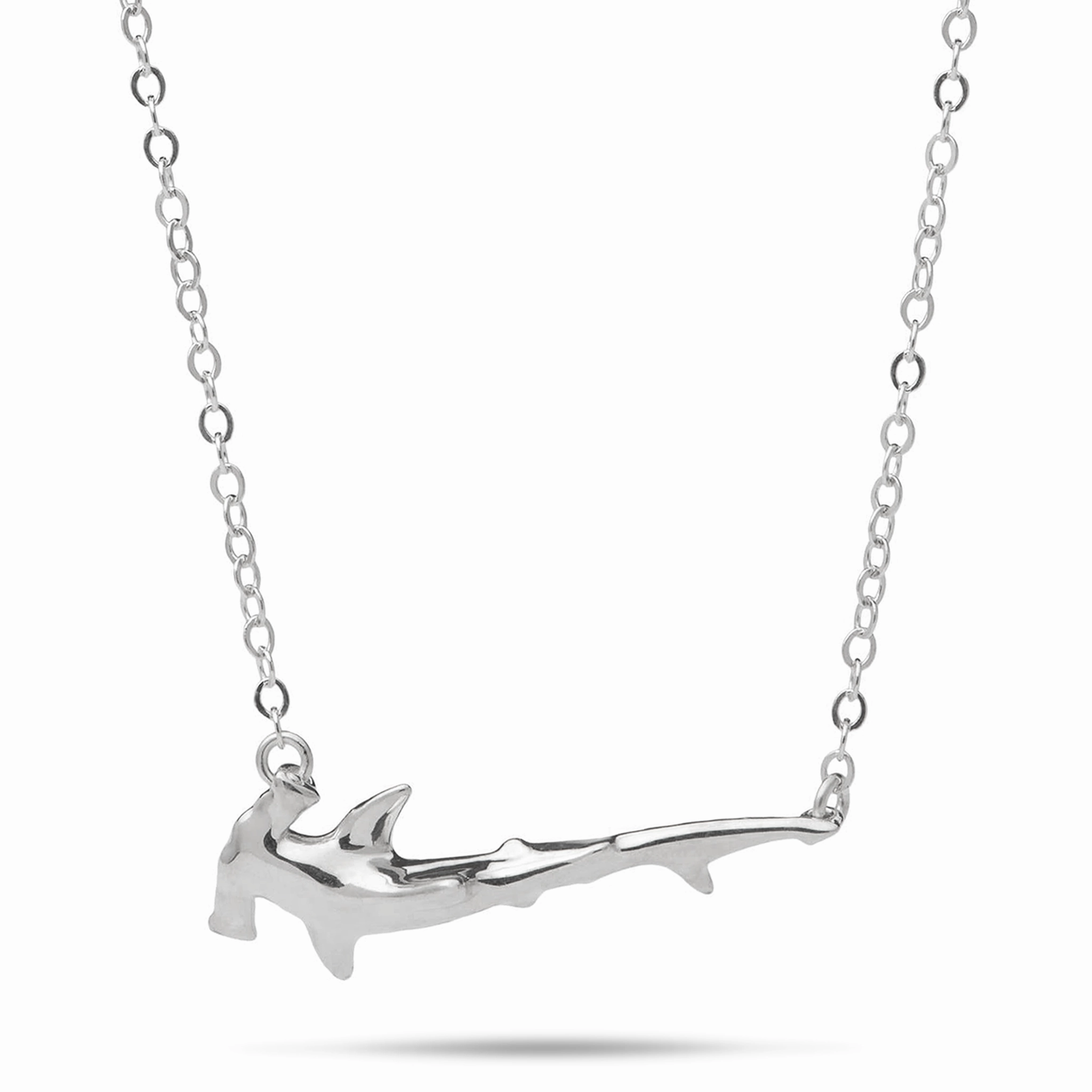 Opulent Craft 16-18" Adjustable Hammerhead Shark Necklace in Sterling Silver