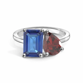 Toi et Moi Personalized Sapphire Birthstone Anniversary Ring Gleaming Craft Formal Layer