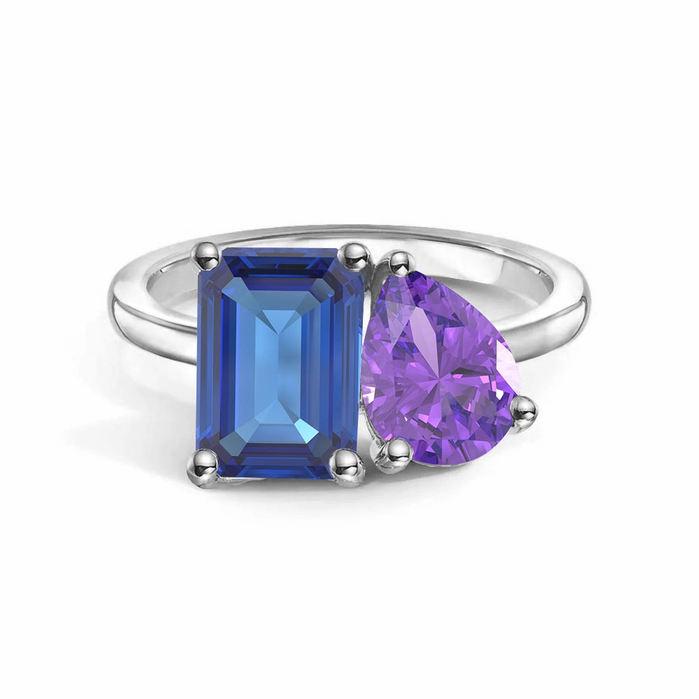 Chic pieces Toi et Moi Personalized Sapphire Birthstone Anniversary Ring