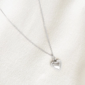Luxury Edge Puffy Heart Necklace Silver