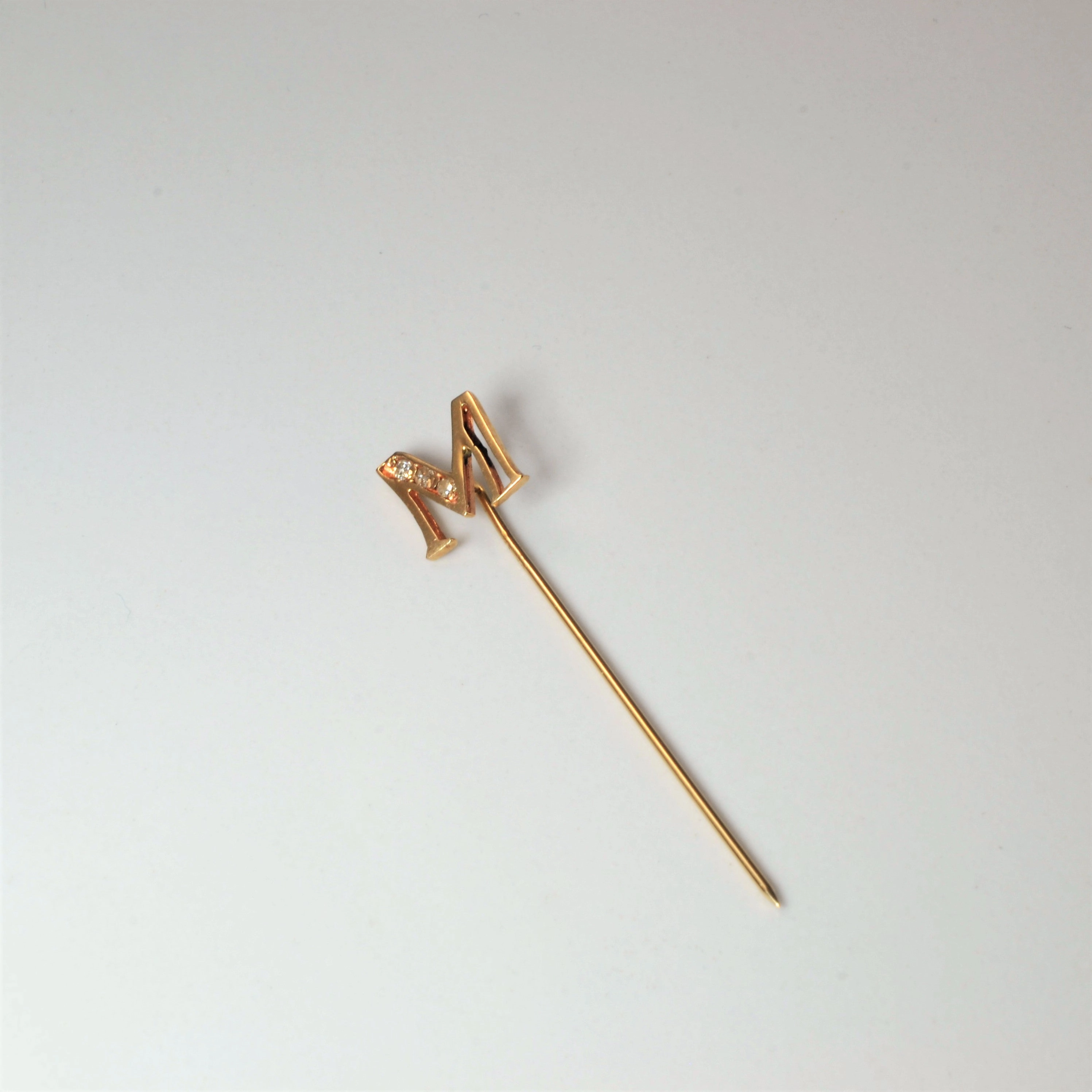 Early 1900s Initial 'M' Hat Pin | 0.03ctw | Exquisite Shine Timeless elegance