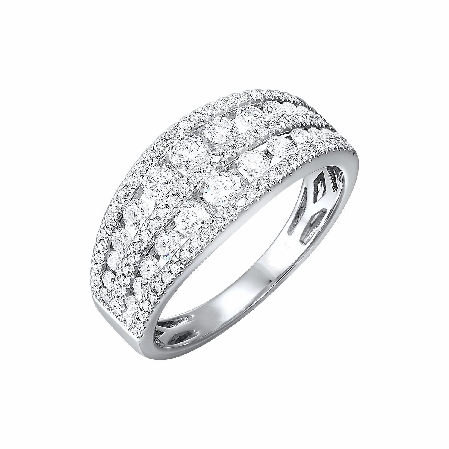 5-Row Diamond Ring 1 Cttw 14k White Gold Textured Feel