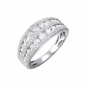5-Row Diamond Ring 1 Cttw 14k White Gold Easy Appearance Durable Ornament