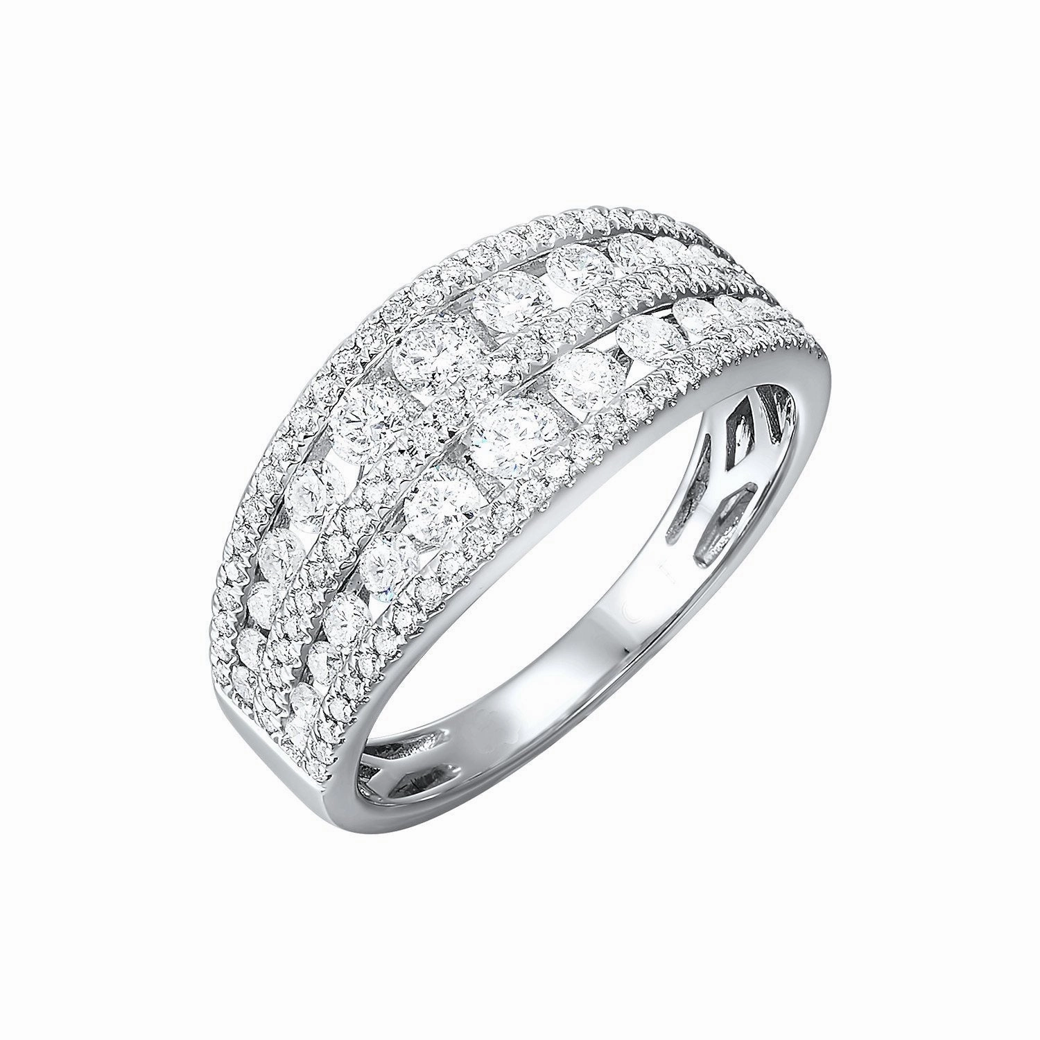 Low-Cost Piece Superior Design 5-Row Diamond Ring 1 Cttw 14k White Gold